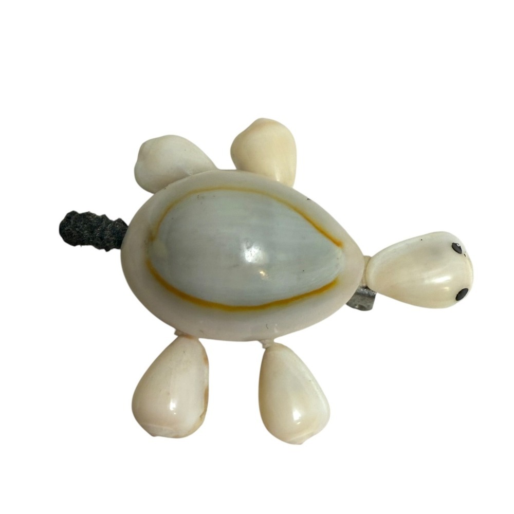Natural Seashell Turtle Pin Brooch Beachy Coastal Nautical Jewelry 1.5 in H